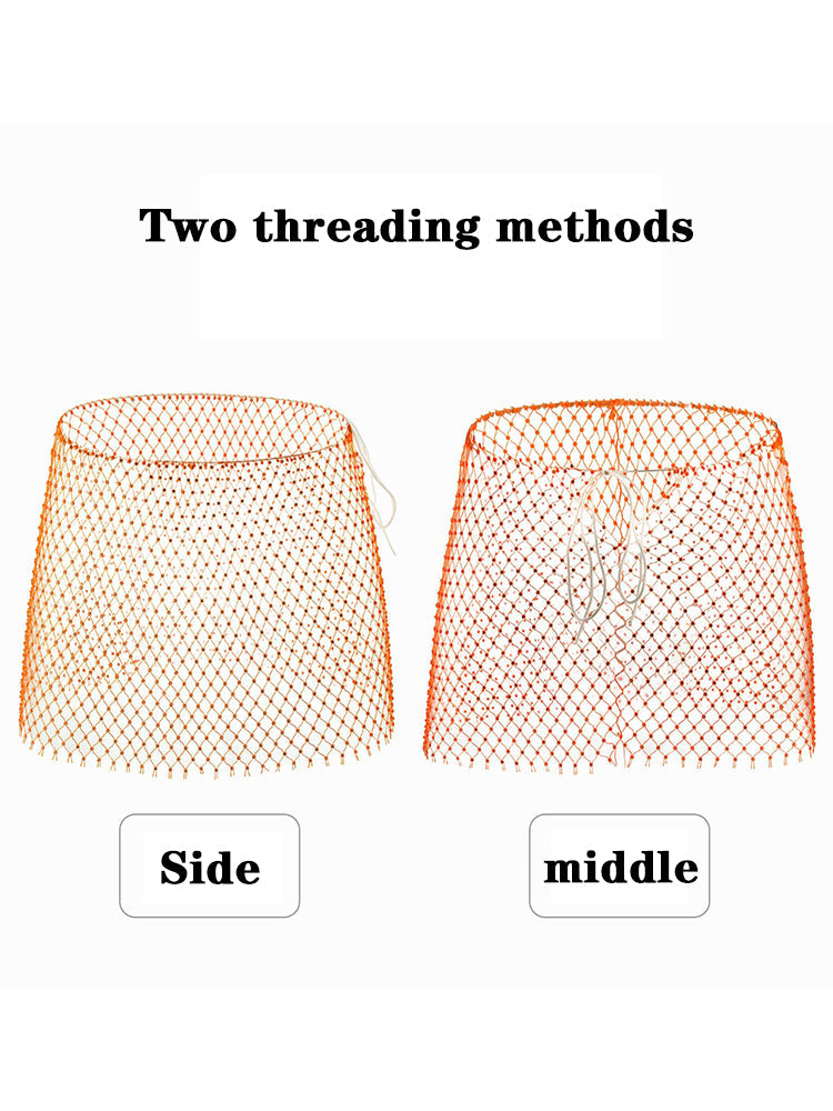 Men's Rhinestone See Through Fishing Net Cutout Nylon Vest Shorts Two Piece Set - Orange