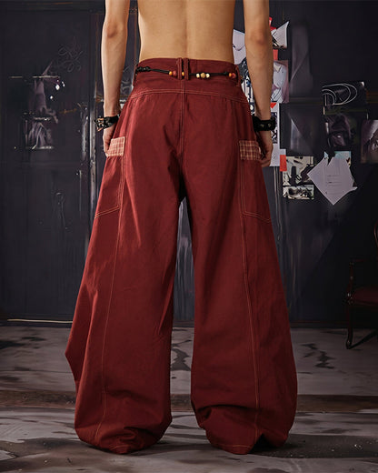 Deconstructed Double-Layer Panel Pants