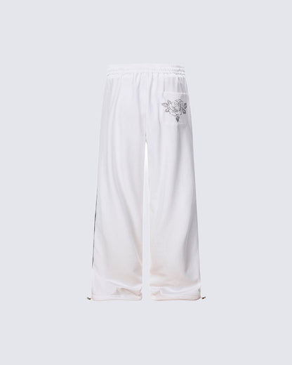 Y2K Dark Dragon Rose Rhinestone Straight Leg Sweatpants