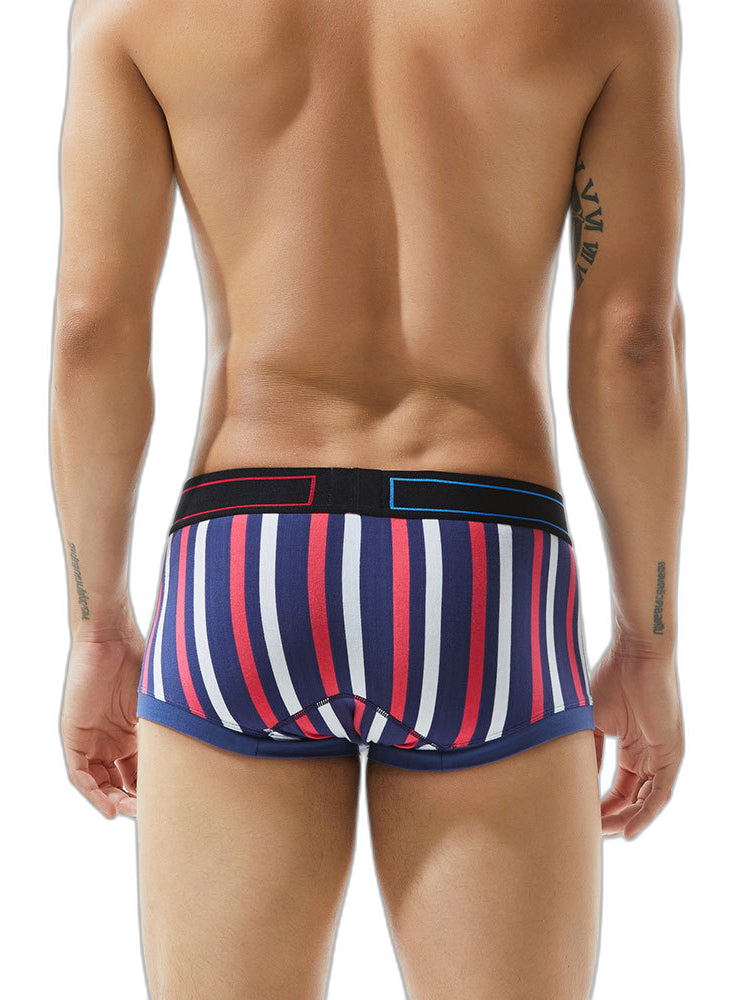 2 Pack Men's Colorful Striped U Convex Pouch Trunks