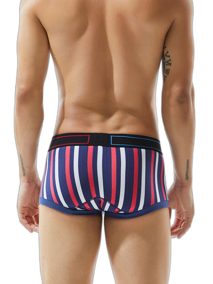 2 Pack Men's Colorful Striped U Convex Pouch Trunks