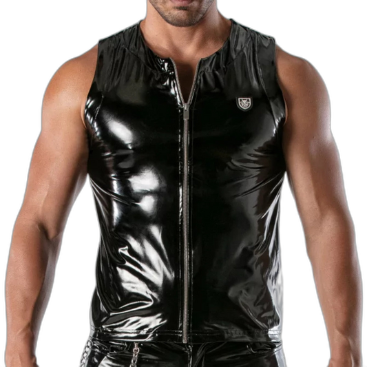 TOF Paris Vinyl Zip Tank Top Black