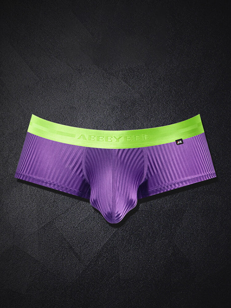 Men's Shiny Stripes Sexy Low-Rise Boxer Briefs