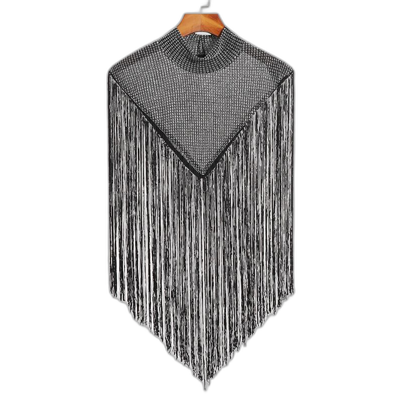 Fringe Knit Shoulder Drape