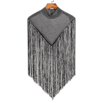 Fringe Knit Shoulder Drape