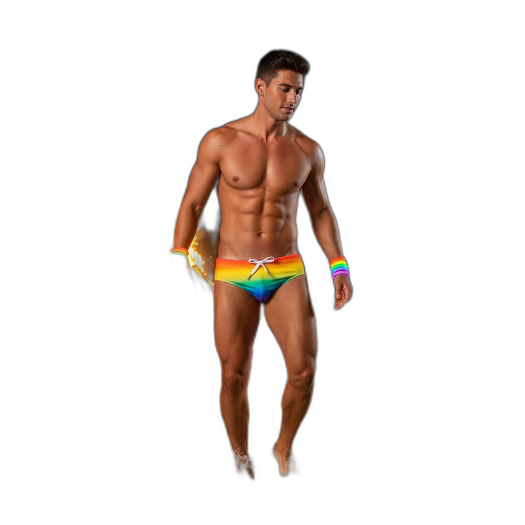 Jockmail Rainbow Push-Up Swim Trunks