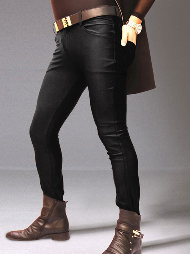 Men's Solid Color Slim Fit Stretch Skinny Pants