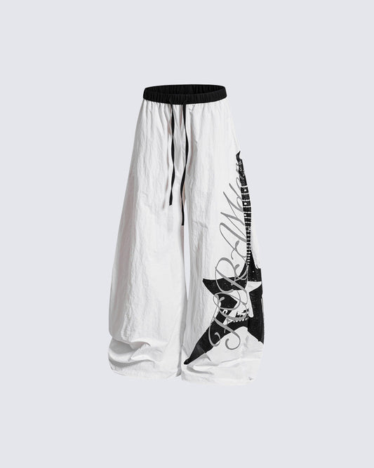 KIIKIO Sport Graphic Wide-Leg Track Pants