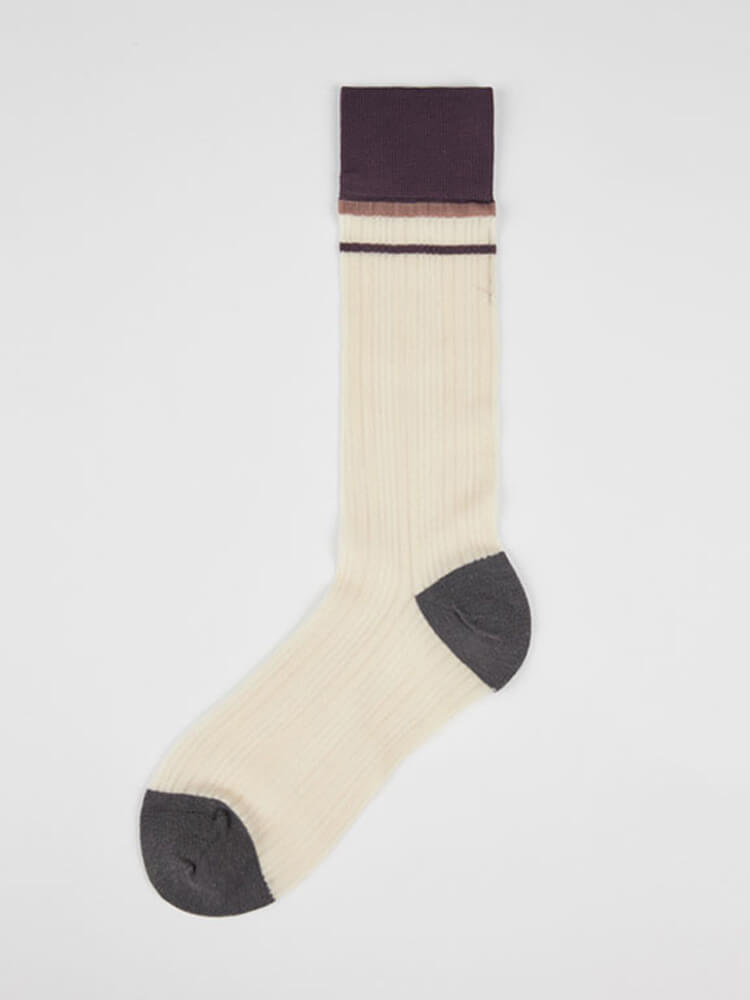 Men's Retro Color Block Thin Striped Calf Socks