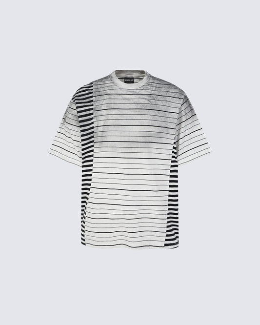 Retro Classic Striped Distressed Short-Sleeved T-Shirt