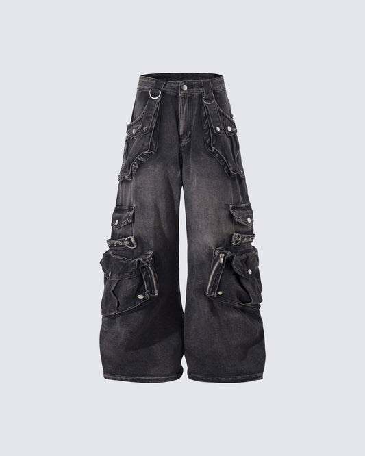 Vintage Streetwear Cargo Flared Jeans