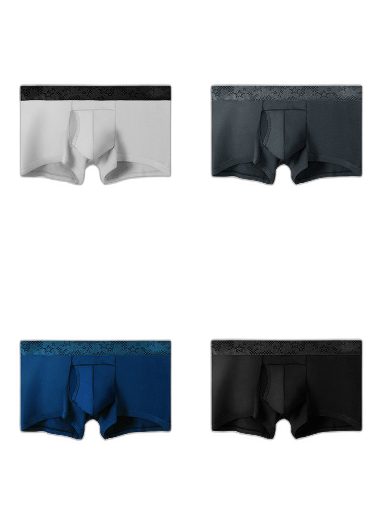 4 Pack Men’s Support Pouch Trunks With Functional Fly