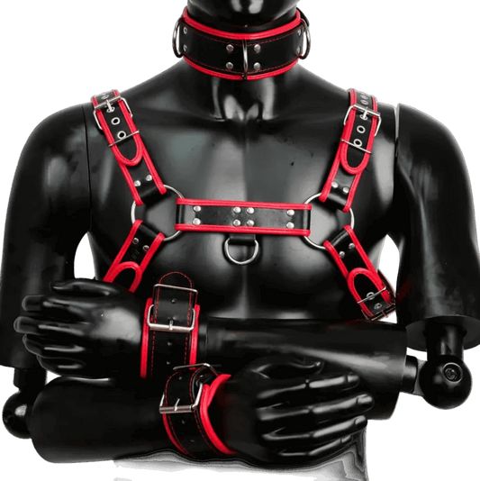 Harness, Cuff, Collar Bundle Red
