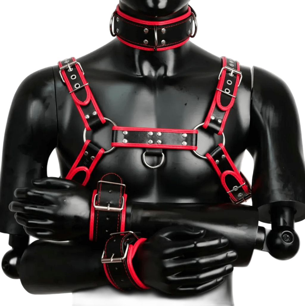 Harness, Cuff, Collar Bundle Red