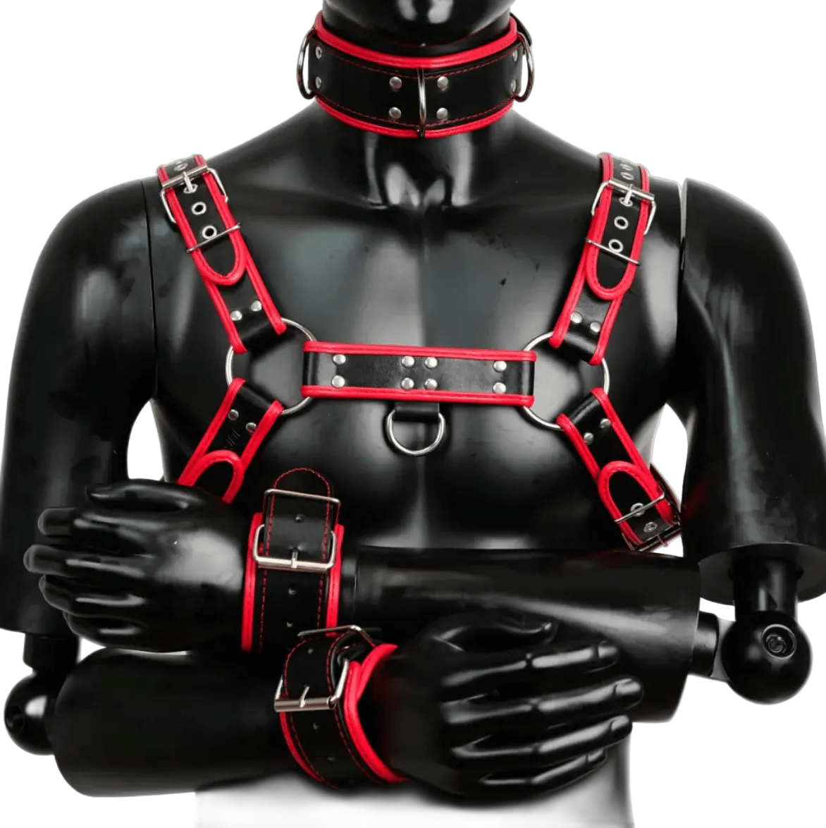 Harness, Cuff, Collar Bundle Red