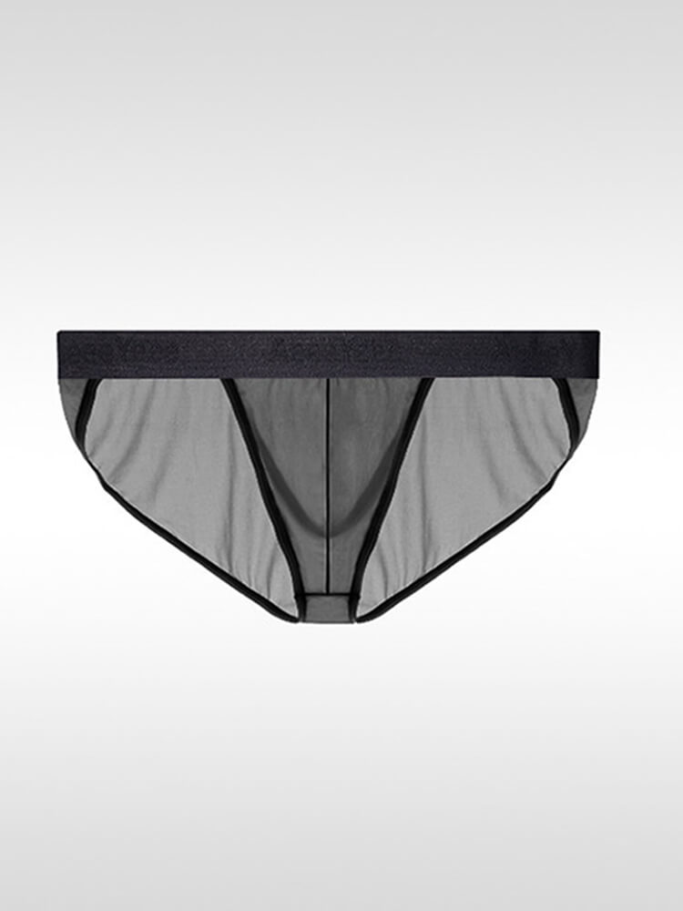 Men's Sexy Low-Rise High-Cut Ice Silk Large Pouch Briefs