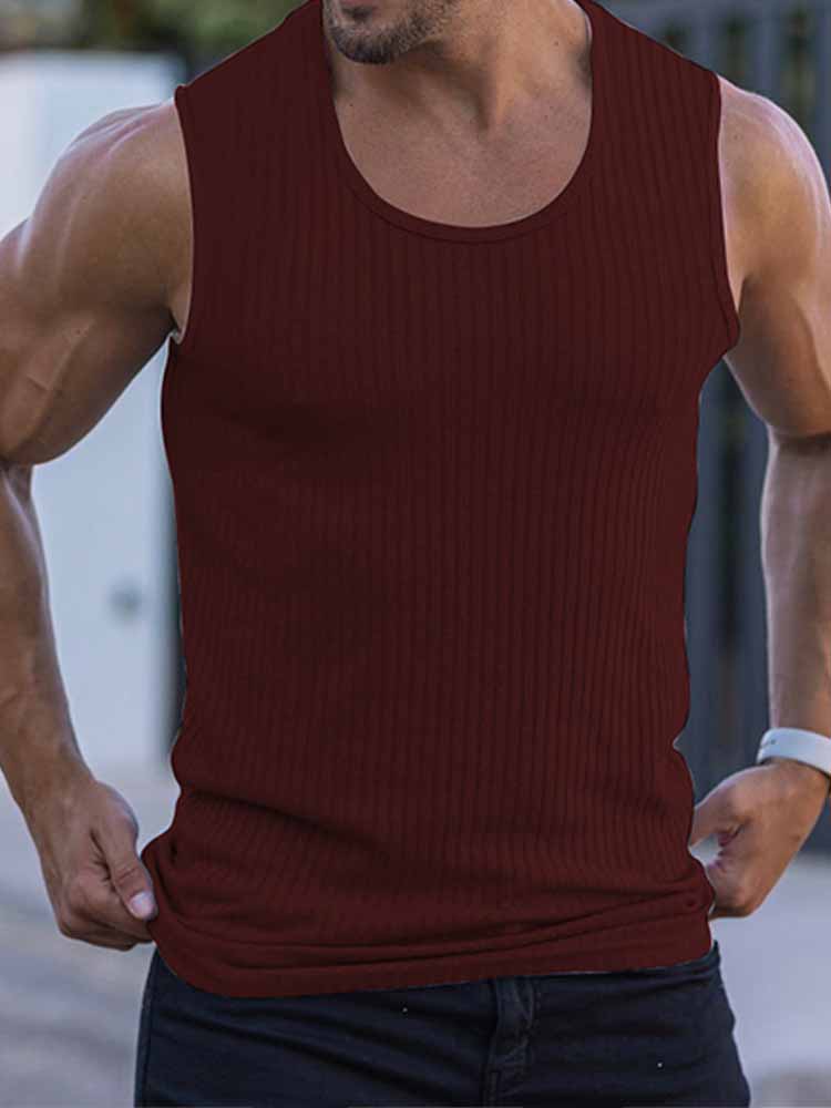 Summer Knitted Sleeveless Wide Shoulder Tank Tops