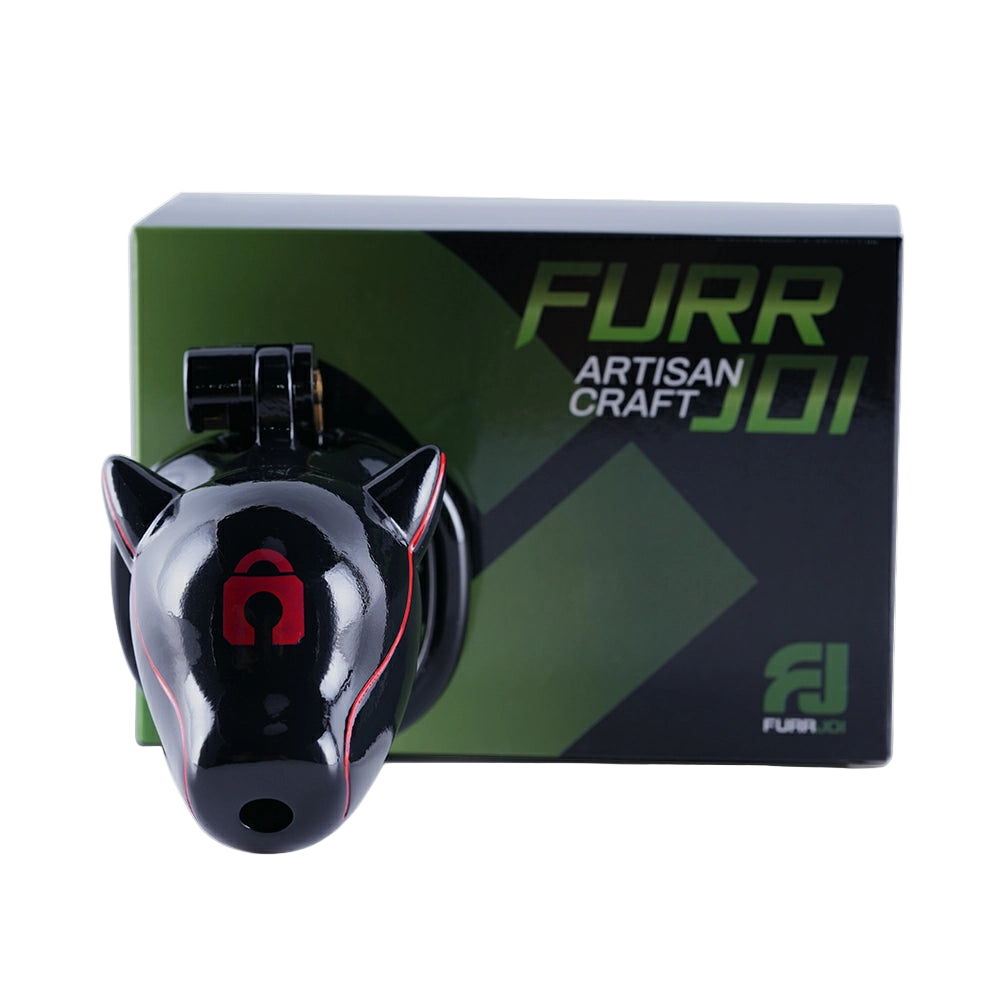 Furjoi Drone Hood Chastity Cage Red
