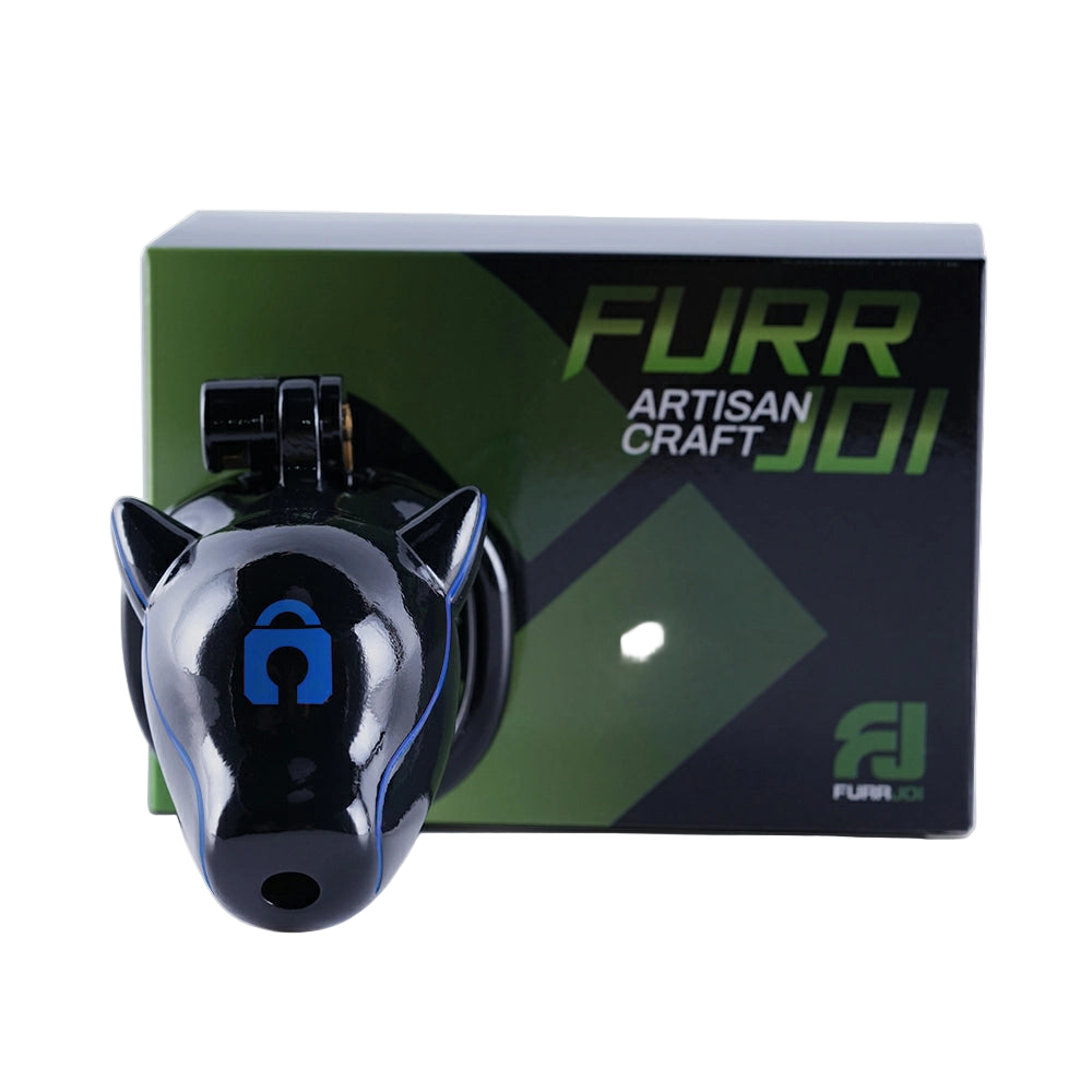 Furjoi Drone Hood Chastity Cage Blue