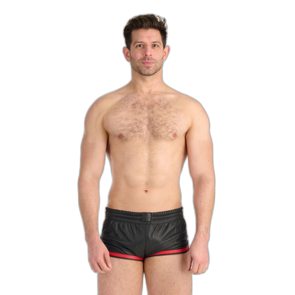 Prowler RED Leather Sports Shorts Black Red