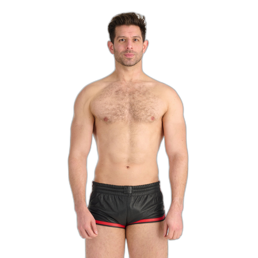 Prowler RED Leather Sports Shorts Black Red