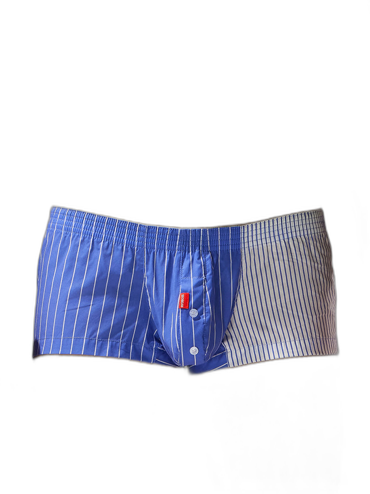 2 Pack Men's Fashionable Cotton Lounge Shorts with Stripe Patchwork