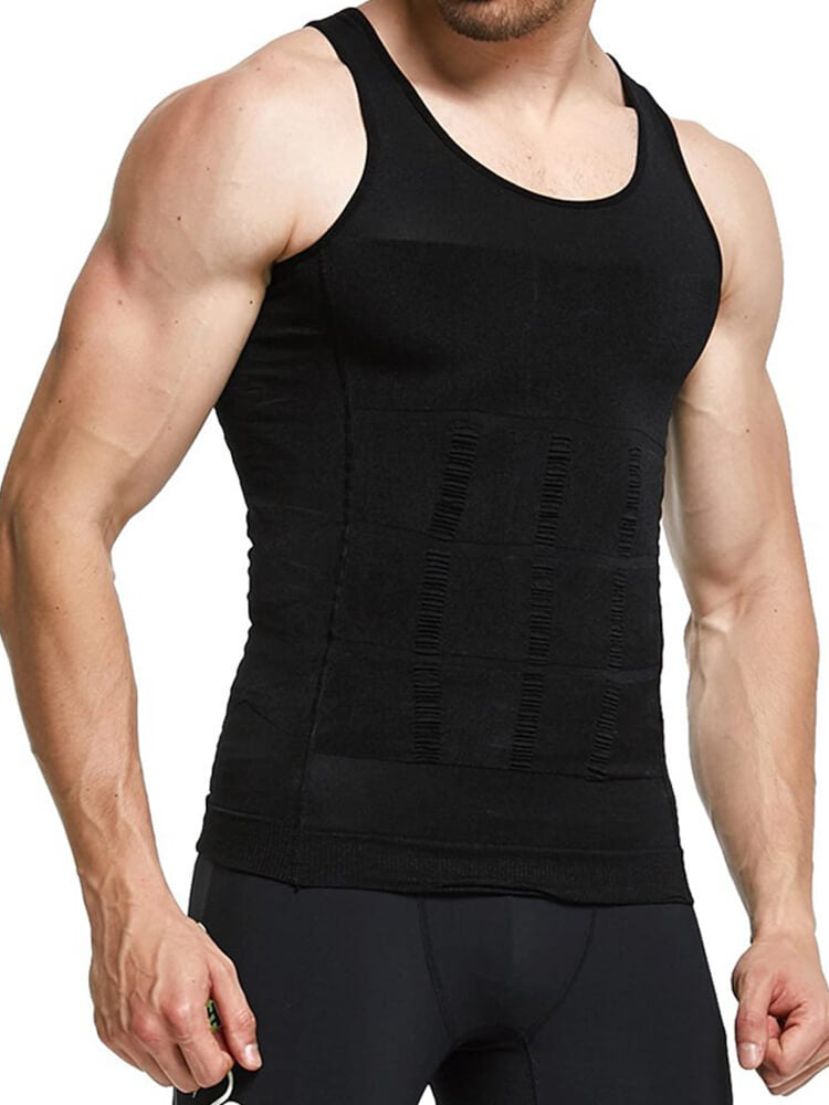 Men's Solid Color Slim Shaping Tummy Control Vest