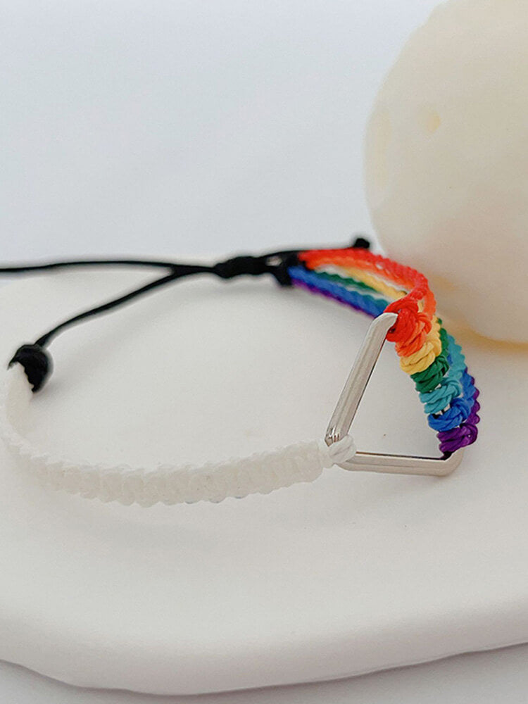 Rainbow Woven Triangle Pride Bracelet