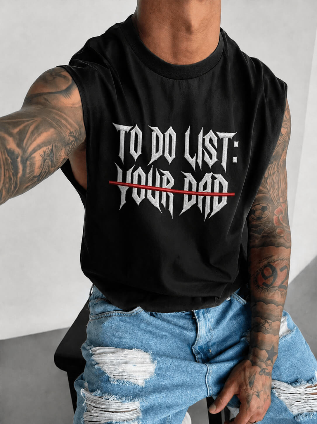 Men's To Do List: Your Dad Print Wide Shoulder Vest