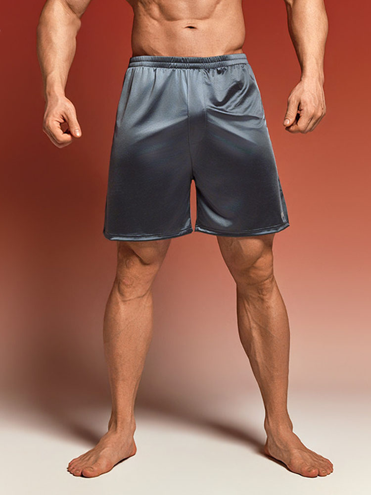 Men's Solid Satin Sports Fitness Two-Piece Set