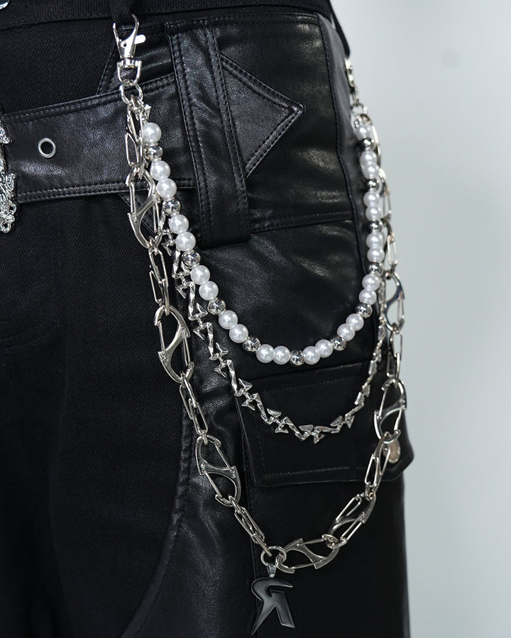 Gothic Deconstructed Patchwork Heavy PU Cargo Shorts