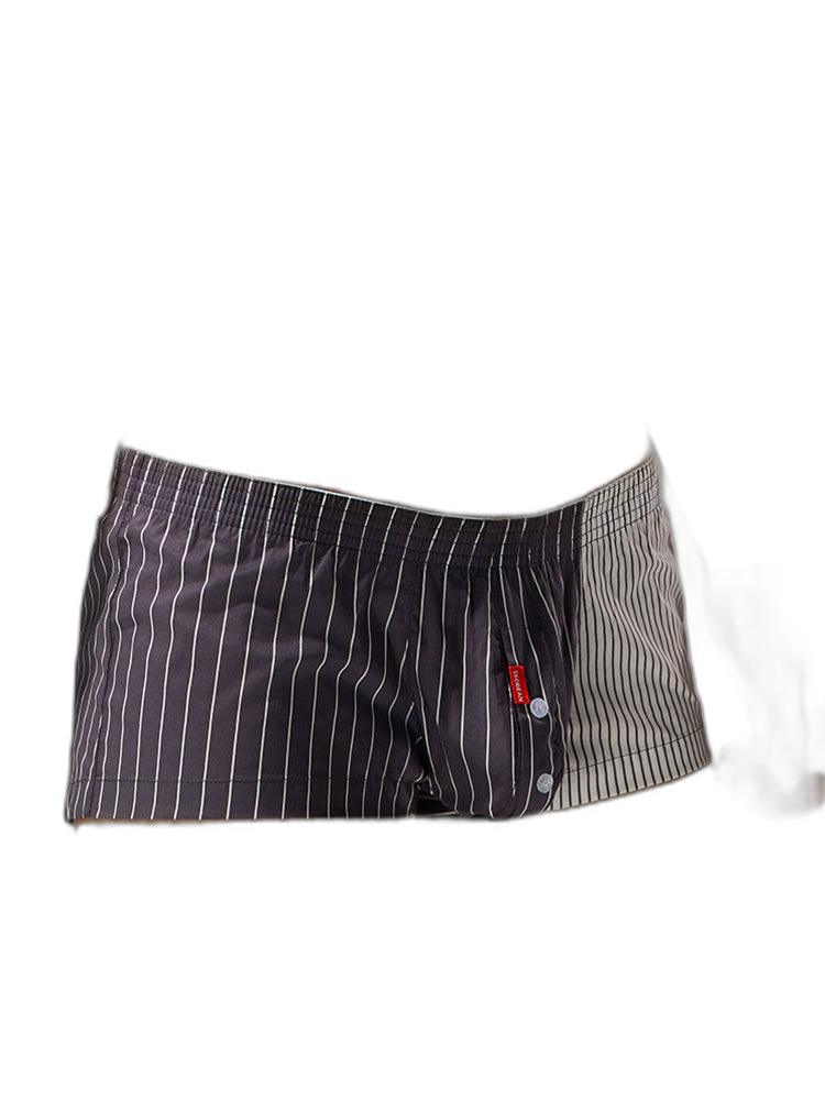 2 Pack Men's Fashionable Cotton Lounge Shorts with Stripe Patchwork