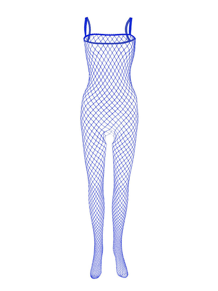 Men's Open Crotch Mesh Bodysuit - Pink