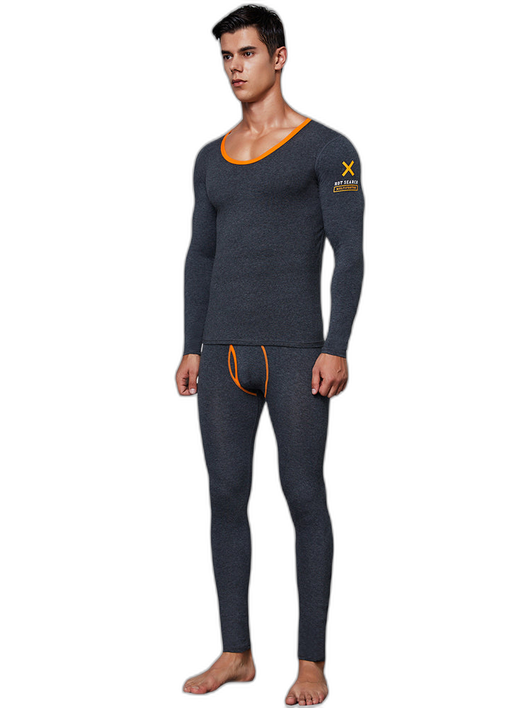 Men's Splicing Lines Cotton Thermal Underwear Set