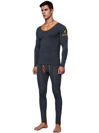 Men's Splicing Lines Cotton Thermal Underwear Set