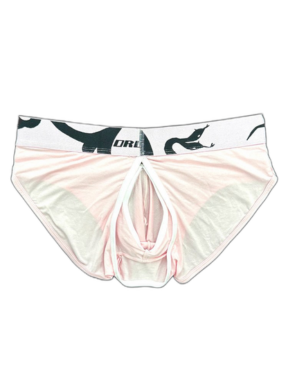 2 Pack Men's Detachable Pouch Open-Crotch Breathable Modal Soft Briefs