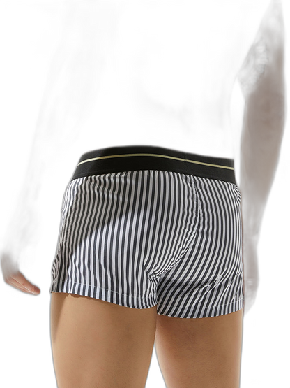 Mens 100% Cotton Striped Loose Home Boxer Shorts