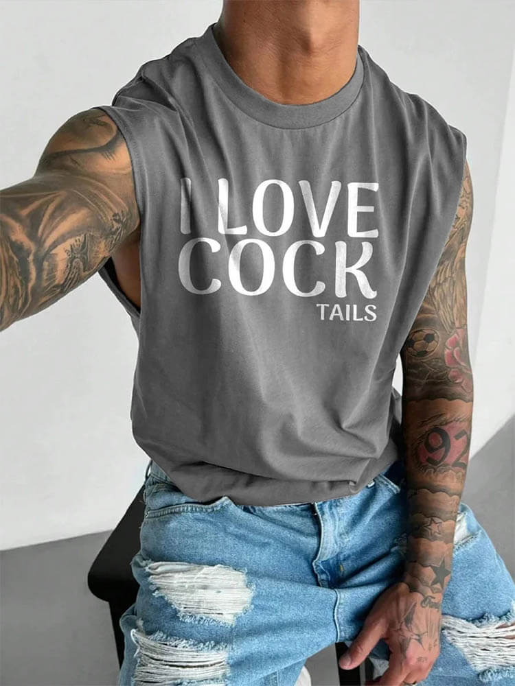 Men's I Love Cocktails Print Wide Shoulder Vest