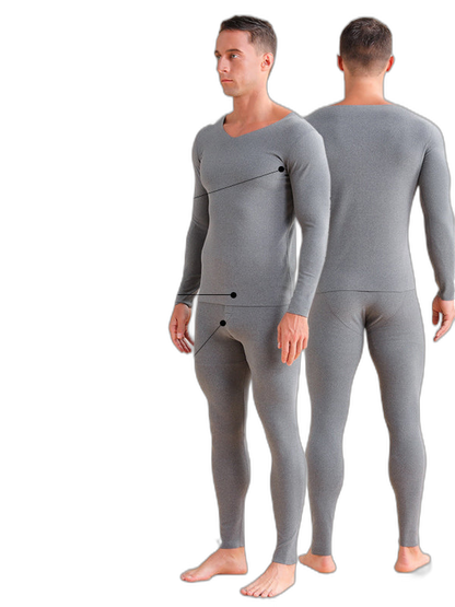Men's V-neck Fleece Thermal Underwear Set