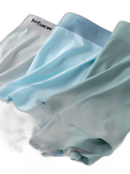 3 Pack Men's Ultra-thin Ice Silk Seamless Solid Trunks