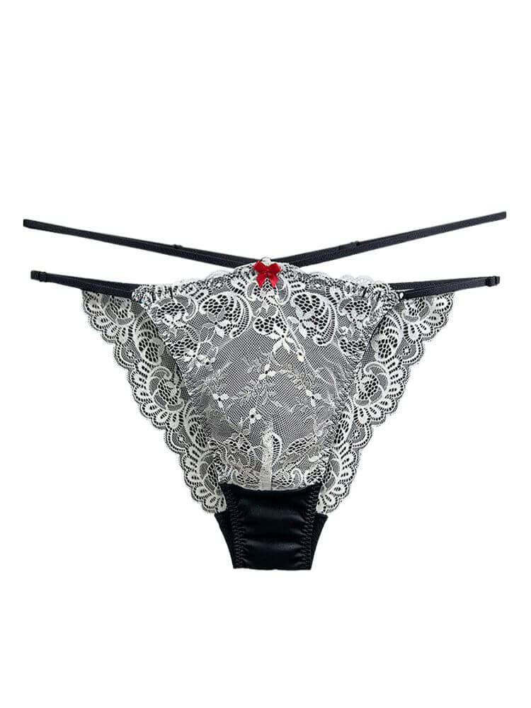 Men's Sexy Low-Rise Thin-Strapped Sheer Lace Thong