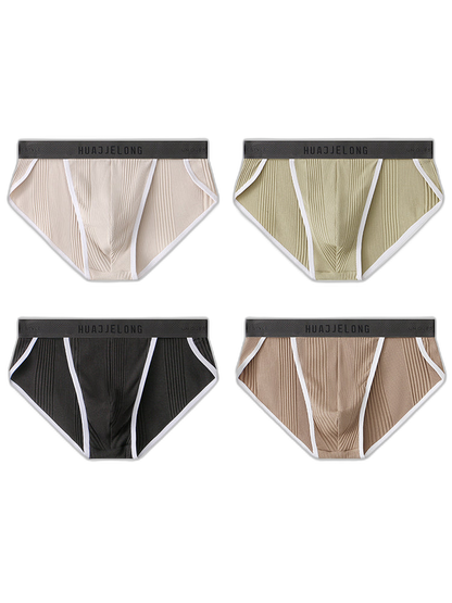 4 Pack Men's Solid Color Cotton Breathable Trendy Briefs