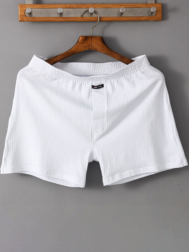 Men's Solid Color Loose Breathable Cotton Boxer Briefs