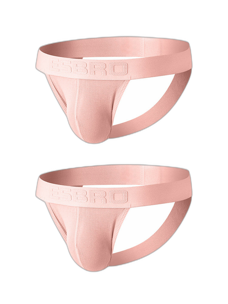 2 Pack Men's Ribbed U-Pouch Sexy Jockstrap