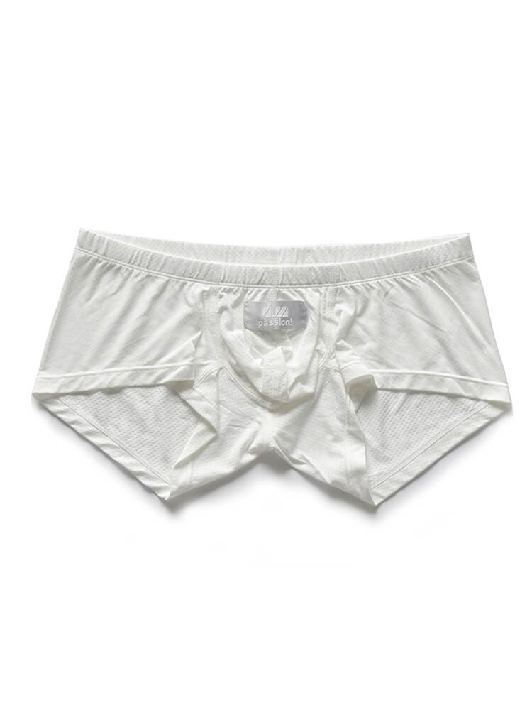 D.M Men's Mesh U-Convex Pouch Solid Boxer Briefs