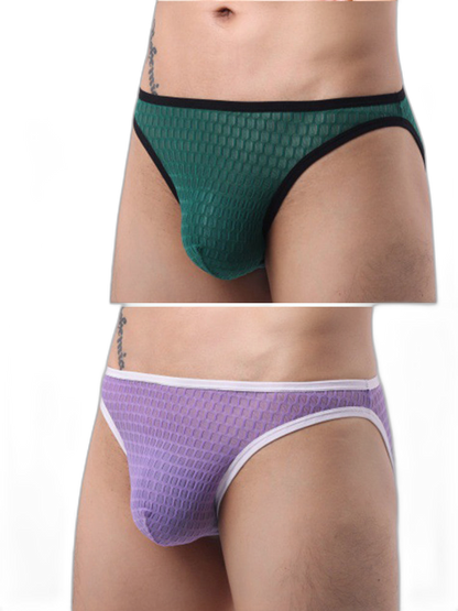 2 Pack Men's Solid-Color Checkered Briefs