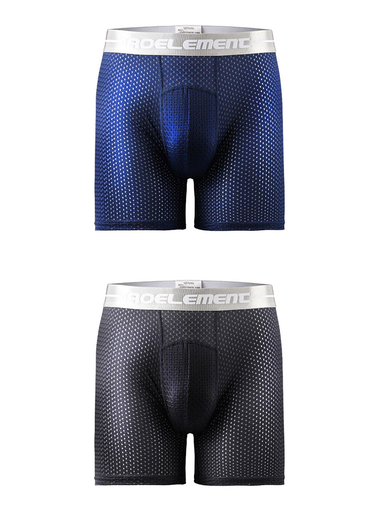 2 Pack Mesh Ice Silk Moisture Wicking Sport Boxer Underwear