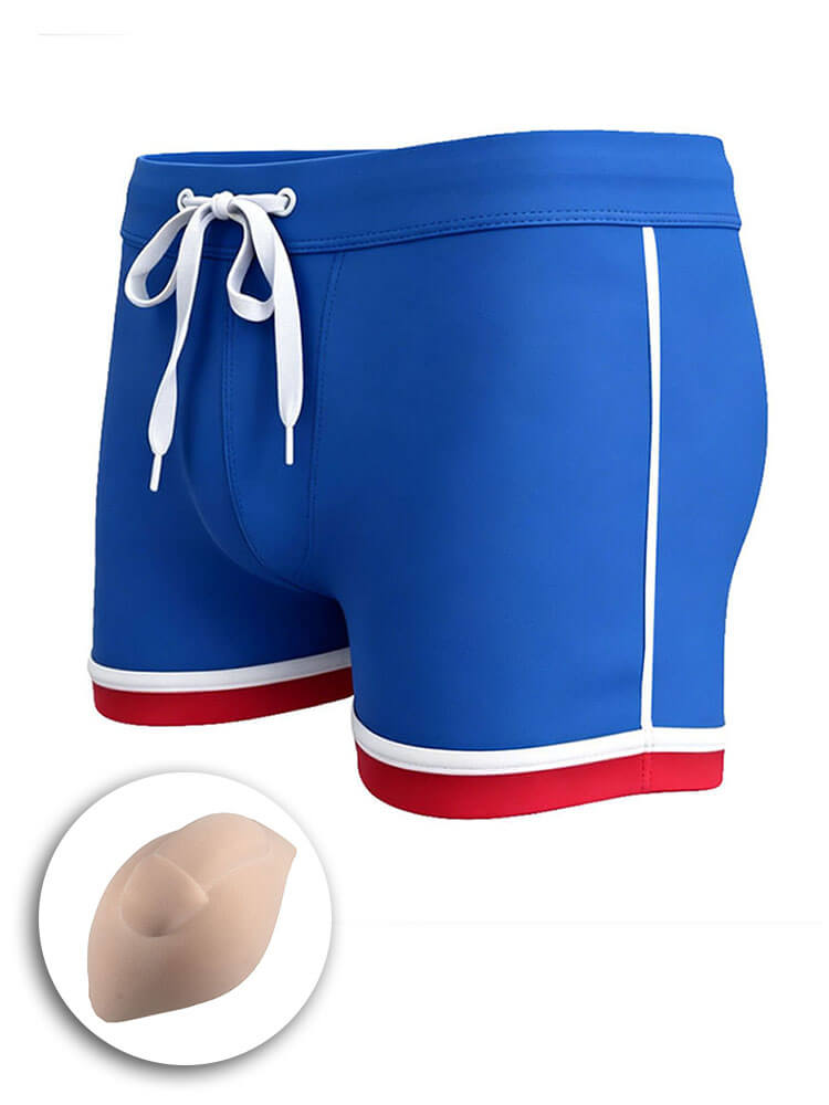 Men's Color-Block Slim-Fit Drawstring Swim Trunks