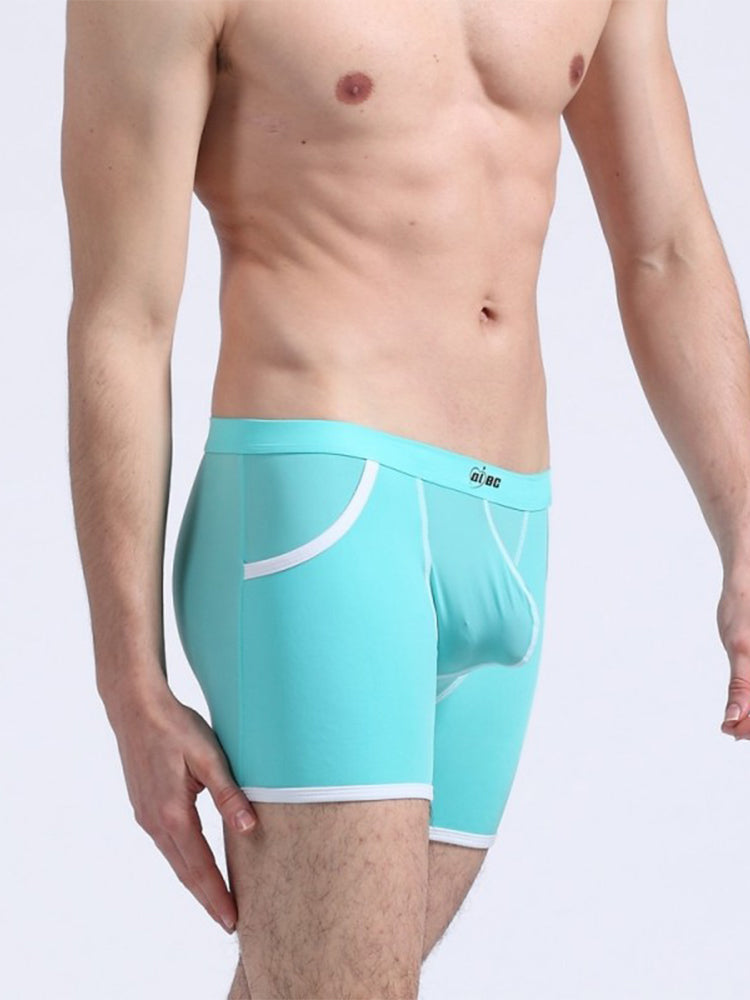 3 Pack Men's Long Leg Boxer Briefs Made of Ultra-Thin Ice Silk with Anti-Wear Elastic