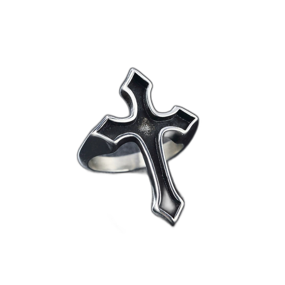 Obsidian Crucifix Ring